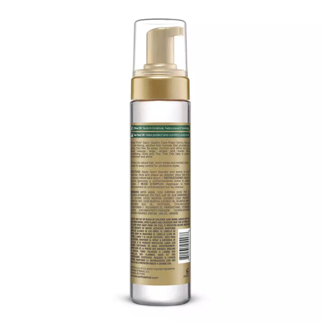 African Pride Olive Miracle Non-Flaking Foam Setting Mousse.