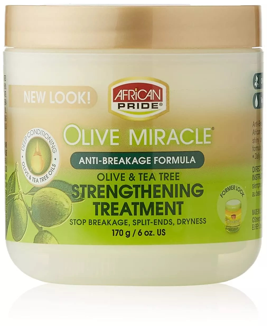 African Pride Olive Miracle Olive & Tea Tree Strengthening Treatment.